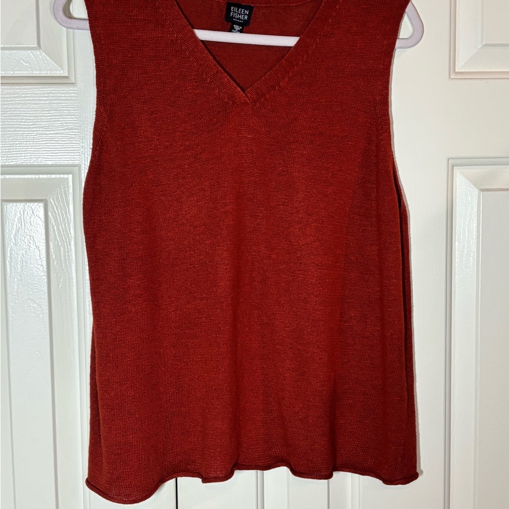 Eileen Fisher Women's Deep Red V-Neck Tank Top